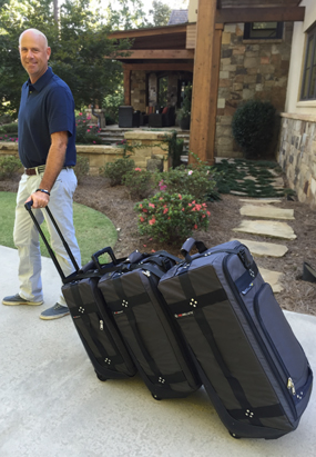 Stewart Cink shows how esy it is to pull TRS Ballistic luggage